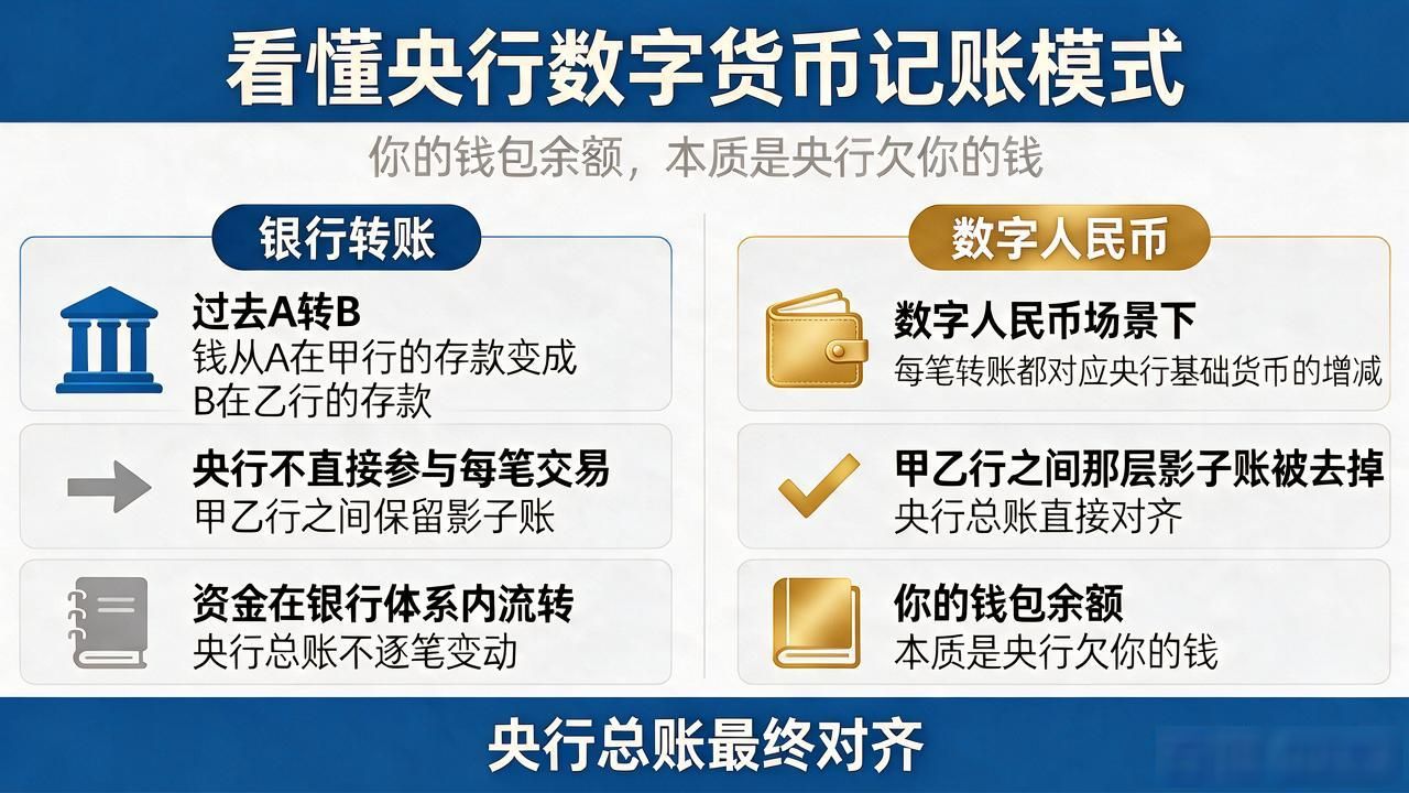 看懂央行数字货币记账模式：你的钱包余额，本质是央行欠你的钱