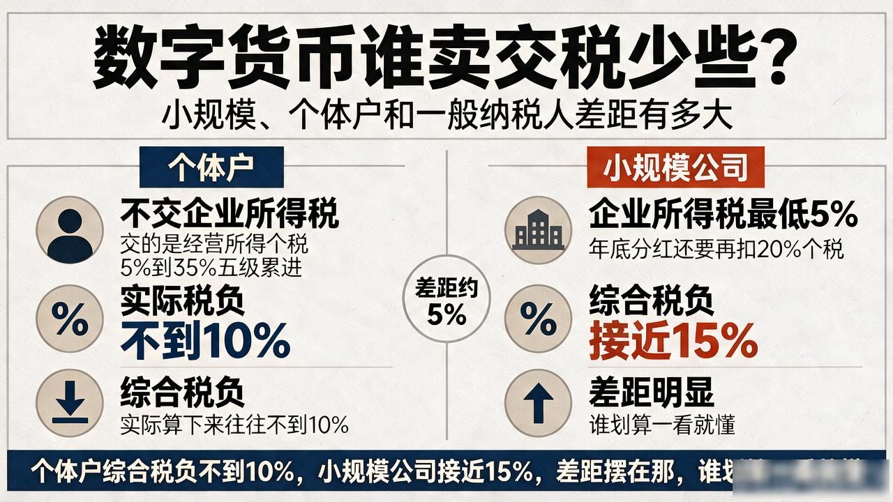 数字货币谁卖交税少些？小规模、个体户和一般纳税人差距有多大