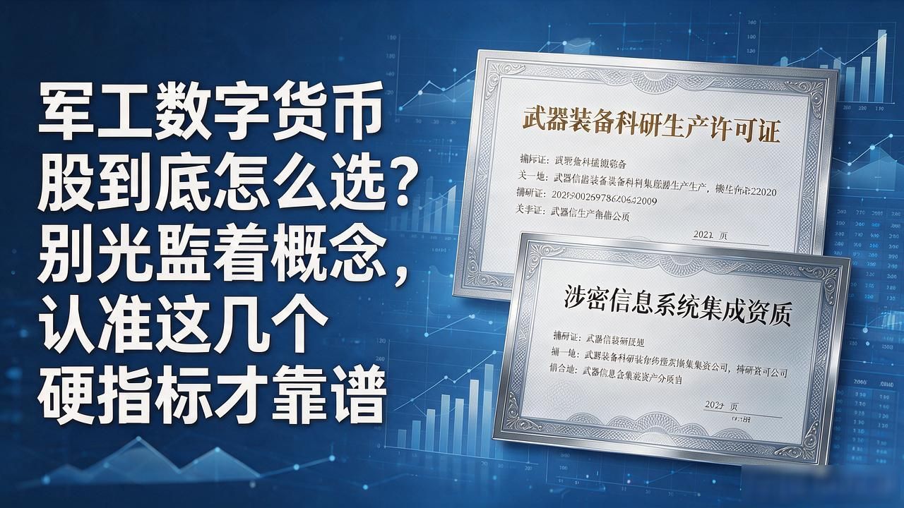 军工数字货币股到底怎么选？别光盯着概念，认准这几个硬指标才靠谱